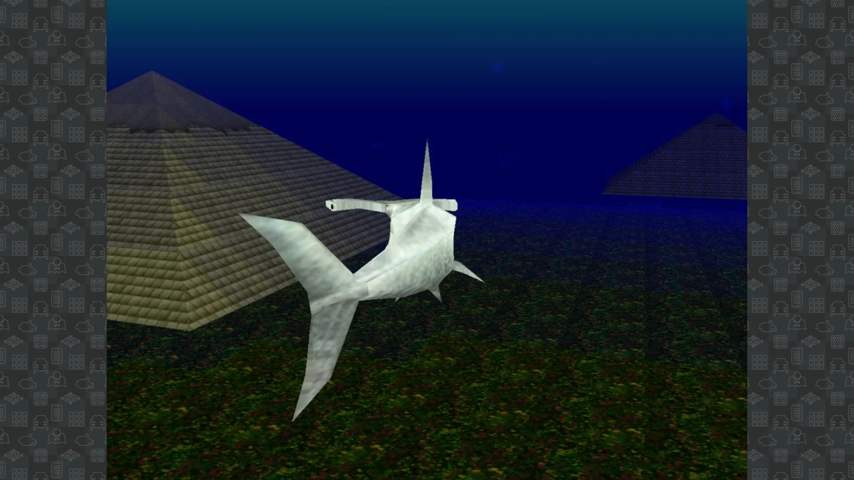 ゲーム画面：シュモクザメとピラミッド