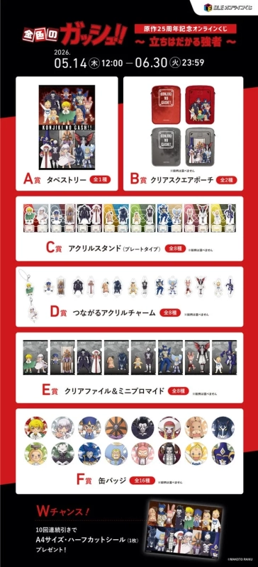 DLEオンラインくじ 金色のガッシュ!! 原作25周年記念オンラインくじ ~立ちふさがる強者~ 商品概要
