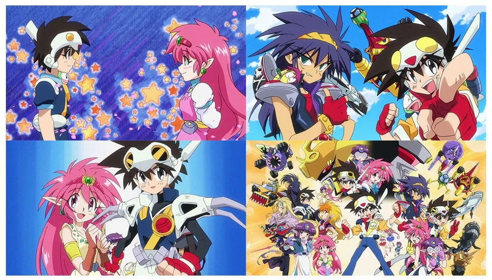 アニメキャラクターの4分割コラージュ画像